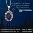 thumbnail image 2 of Gem Stone King 18K Rose Gold Plated Silver Blue Sapphire Pendant Necklace for Women (7.41 Cttw, Oval 14X10MM, Gemstone September Birthstone, with 18 inch Silver Chain), 2 of 5