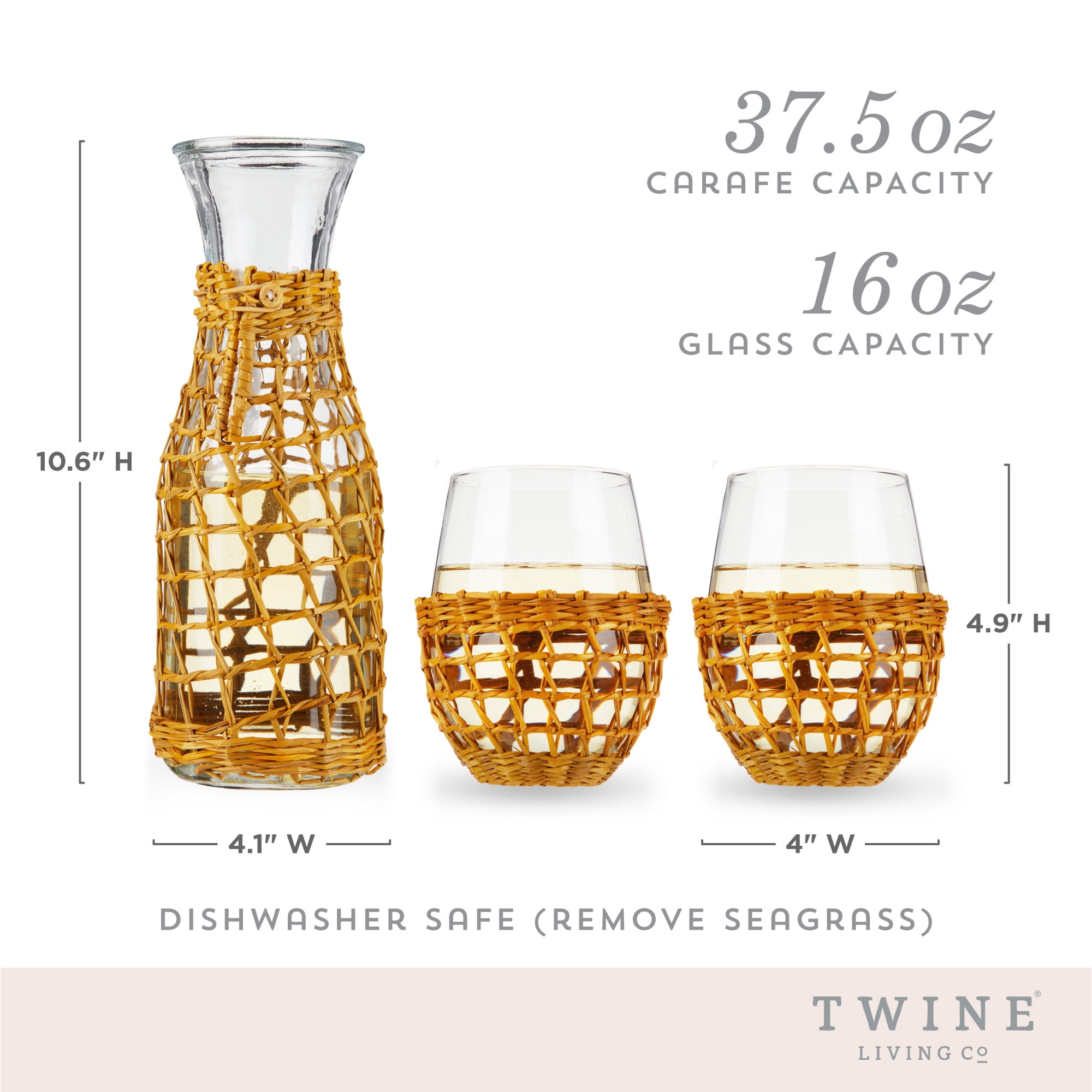 Island Carafe & Stemless Wine Glass Set