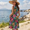 thumbnail image 3 of KUIFORTI Tropical Floral Couple Matching Outfits Husband and Wife Clothing Casual Sleeveless Sundress Symmetrical Hem Tank Midi Dress Fashionable for Beach Seaside, 3 of 7