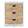 thumbnail image 6 of Hampton Meadows 3 Tier X-Side Corner Table Storage Cabinet with 3 Natural Water Hyacinth Wicker Baskets for Living Room, White, 6 of 8