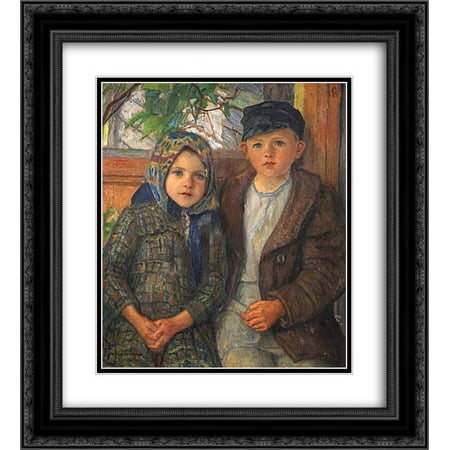 Nikolay Bogdanov Belsky 2x Matted 20x22 Black Ornate Framed Art Print 'Models'