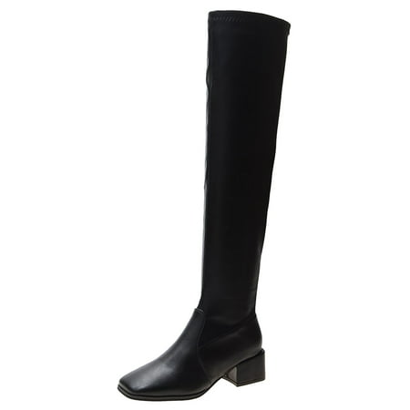 

Zipper Leather Boots Toe Shoes Heels Boots Long Solid Women Color Women s Boots Tall Boots for Women with Heel Tall Boots No Heel for Women Nine over The Knee Boots for Women Boots with Handles Long