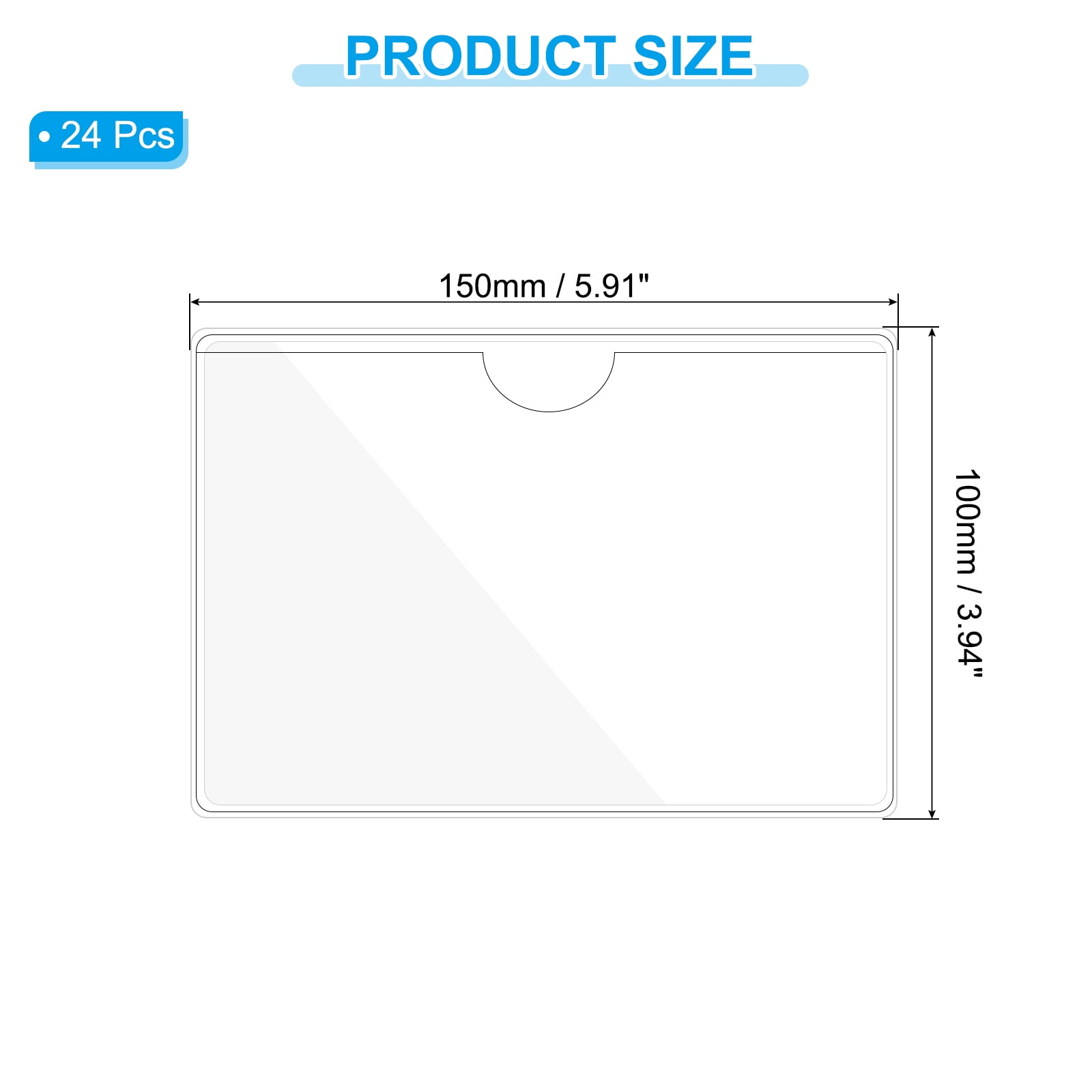 Uxcell 24Pcs 5.9x3.9" Self Adhesive Index Card Pockets with Top Open for Loading, Clear