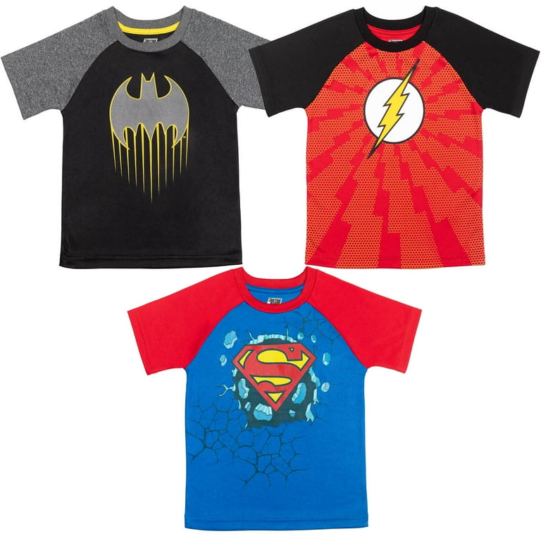 DC Comics Justice League Batman Superman The Flash Big Boys 3 Pack T-Shirts  Toddler to Big Kid