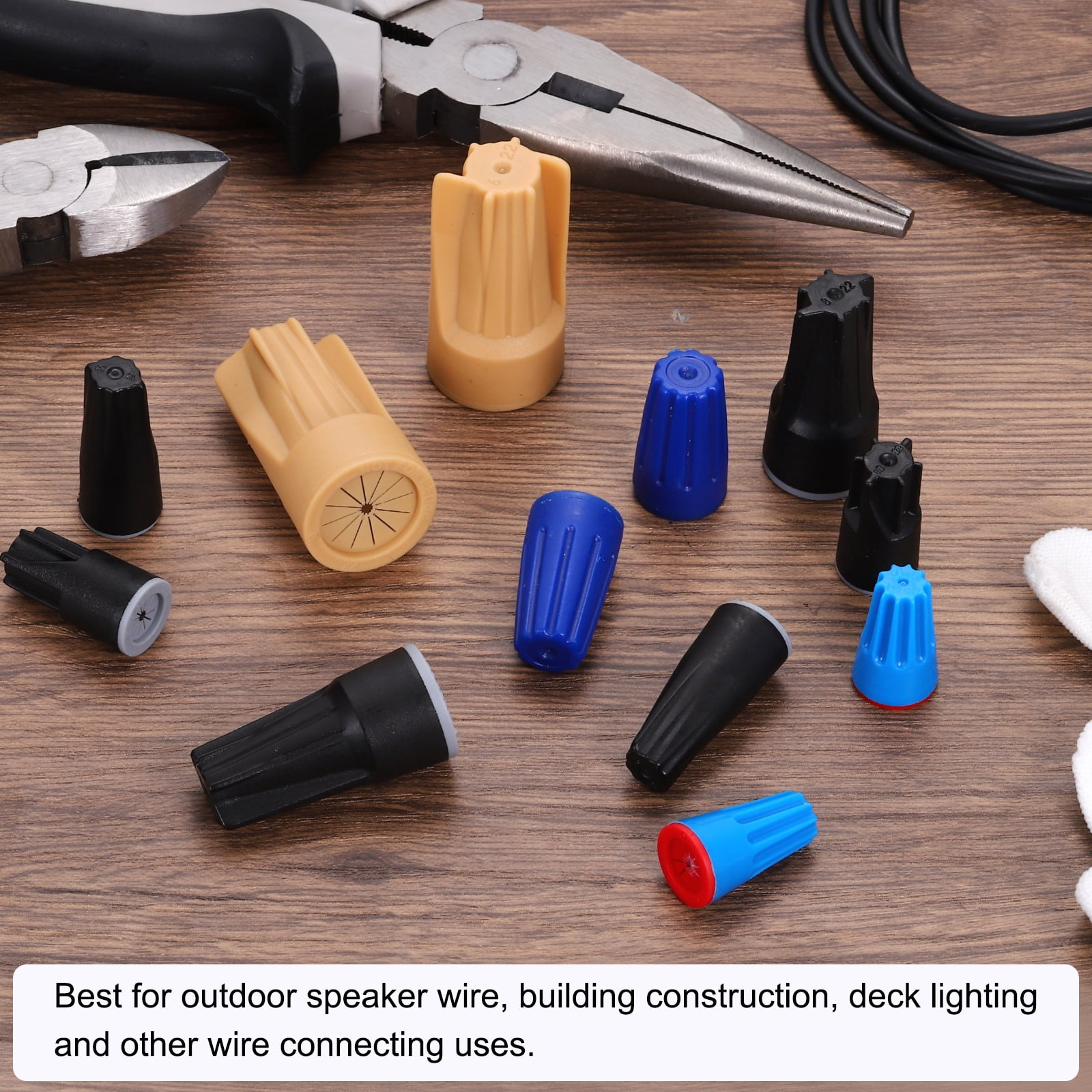 Uxcell 100Pcs Waterproof Wire Connector, Cable Terminal Connectors 22-12AWG Twist Nut Caps