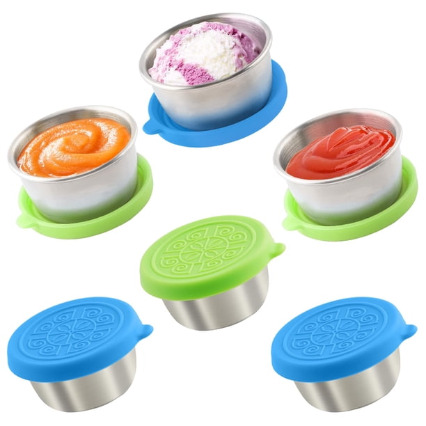 Recipientes para aderezos para ensaladas Qukaka, 50 ml, acero inoxidable, 6 unidades