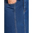 thumbnail image 5 of INSPIRE CHIC Women's Jean Skirts High Waist A Line Elastic Back Waist Casual Knee Length Denim Skirt L Dark Blue, 5 of 6