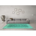 thumbnail image 3 of Ahgly Company Machine Washable Indoor Rectangle Oriental Turquoise Blue Industrial Area Rugs, 5' x 8', 3 of 4