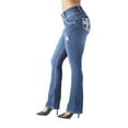 thumbnail image 5 of Fashion2Love Women's Juniors Butt Lift Mid Waist Ripped Distressed Boot Leg Jeans, 5 of 10