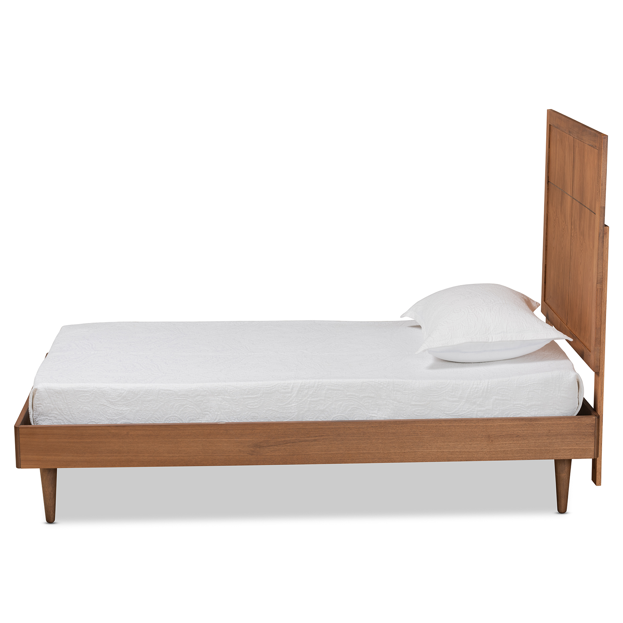 Baxton Studio Rin Modern Engineered Wood Platform Bed, Twin, Walnut Brown