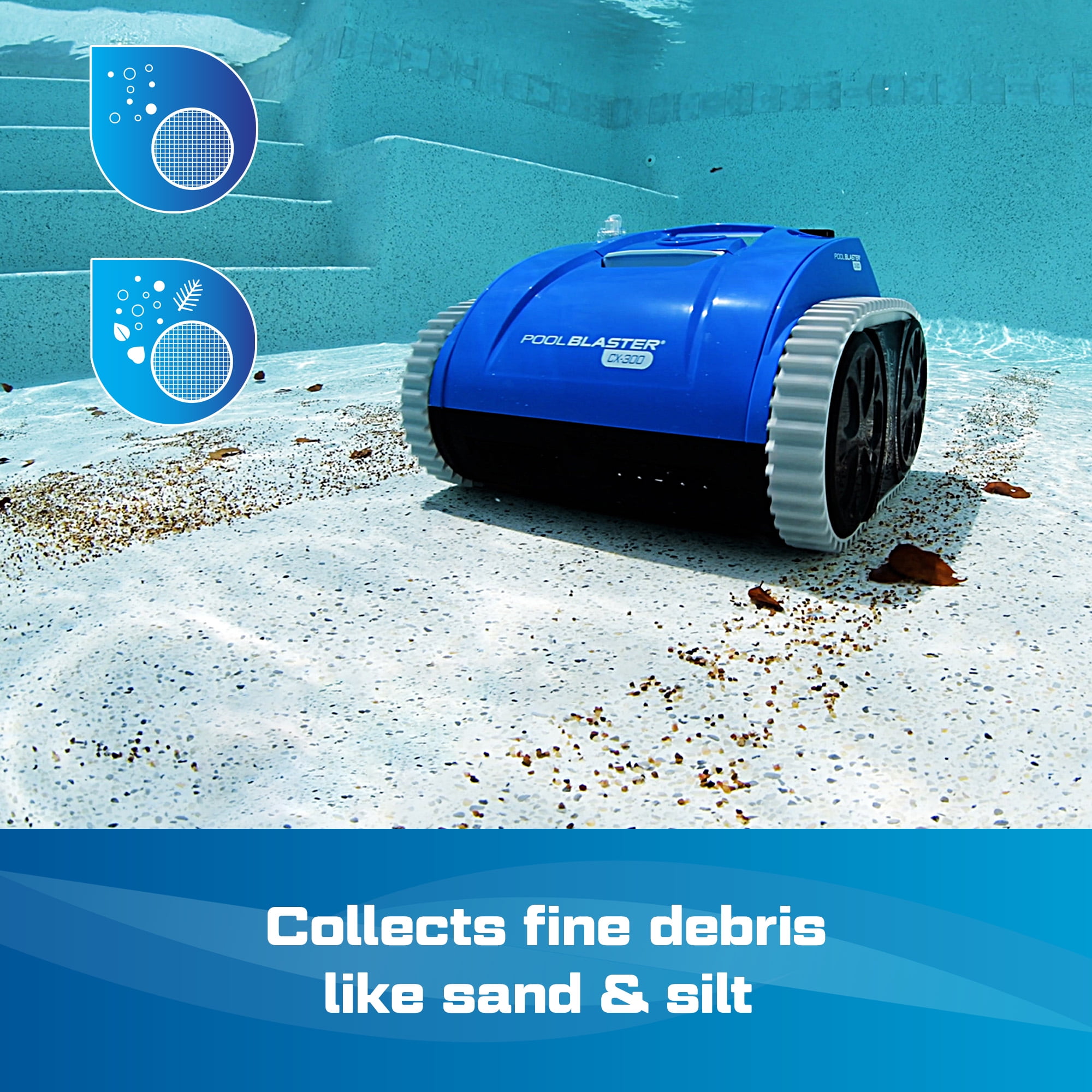 POOL BLASTER CX-300 Cordless Robotic Pool Vacuum Cleaner Pool Robot for Smaller Inground & Above Ground Pools,  Wall Climbing