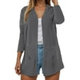 thumbnail image 2 of felwors Womens Casual Lightweight with Pocketes Long Sleeve Open Front Cardigan Dark Gray, L, 2 of 8