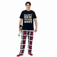 thumbnail image 3 of LuLiaMenton Matching Couples New Year Pajamas 2027 Plaid Short Sleeve Long Pants Set, 3 of 5