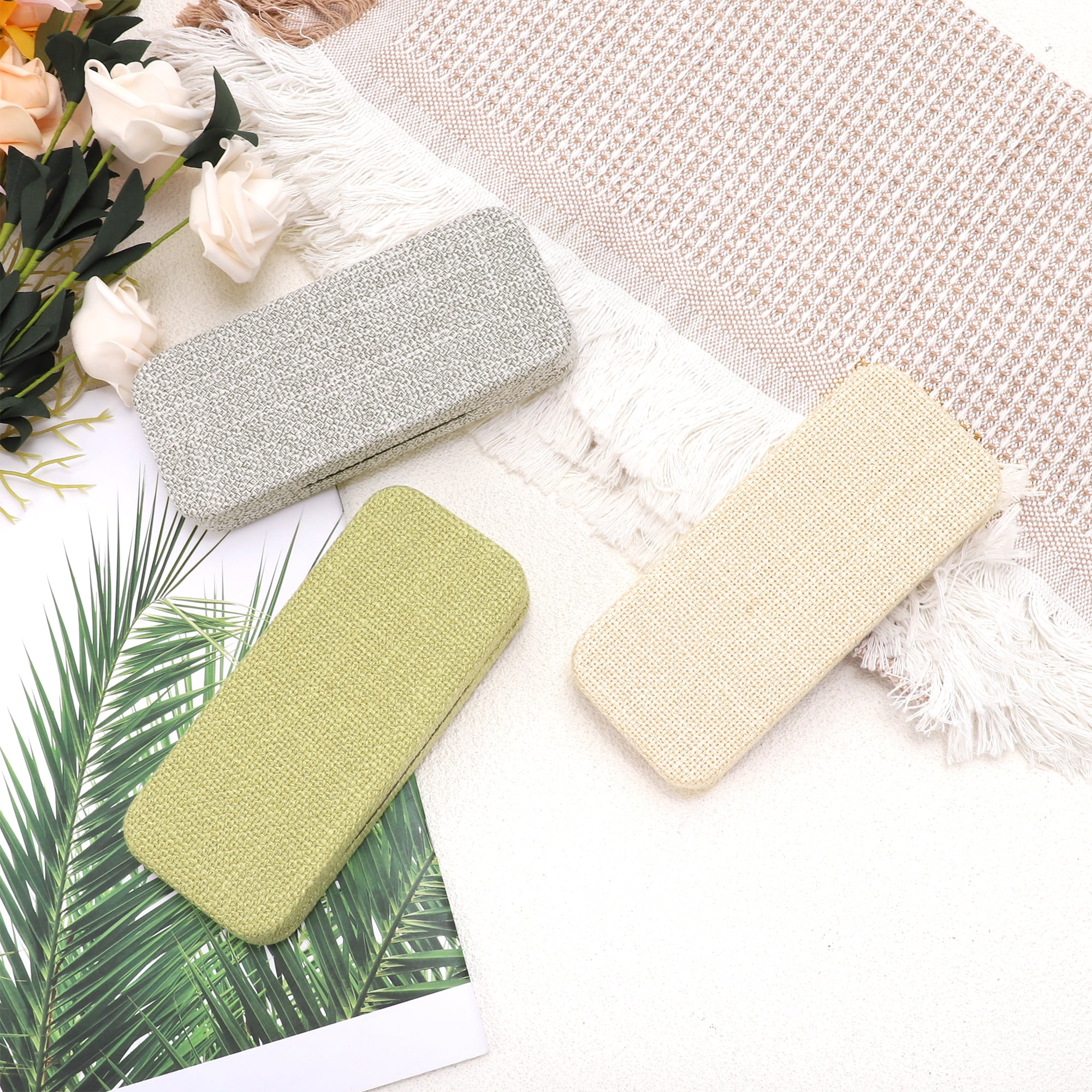 Unique Bargains Burlap Eyeglasses Case Portable Eyeglasses Storage Green