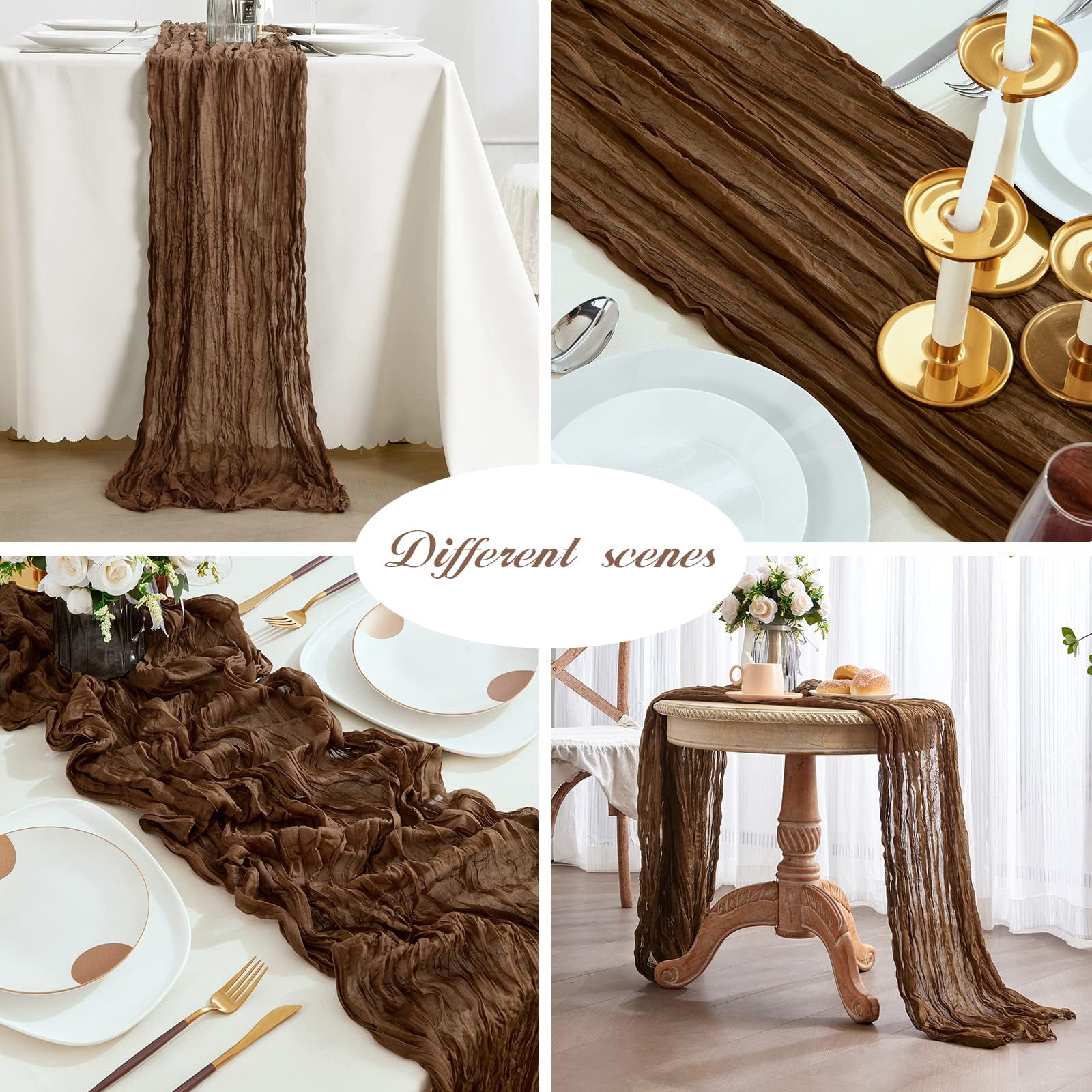 6 Pack Sage Green Cheesecloth Table Runners 10ft Wide Gauze Boho for Bridal Shower Wedding Table Decorations