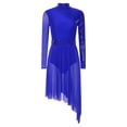 thumbnail image 6 of Doomiva Women's Sparkly Sequin Lyrical Dance Dress Long Sleeve Tulle Skirt Leotard Contemporary Dancewear Royal Blue XL, 6 of 7