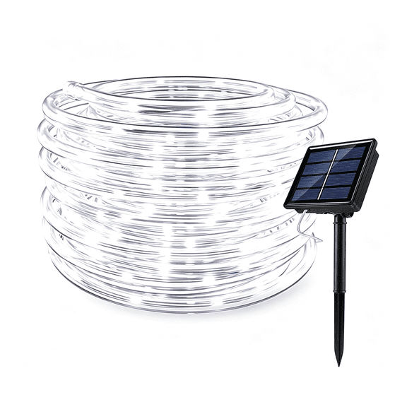 HIBIBUD Solar Rope Lights Outdoor String Lights, 16.5 Ft 50 Led Tube Light Waterproof Copper Wire Fairy Lights for Garden Fence Yard Christmas Wedding Party (Cool White)