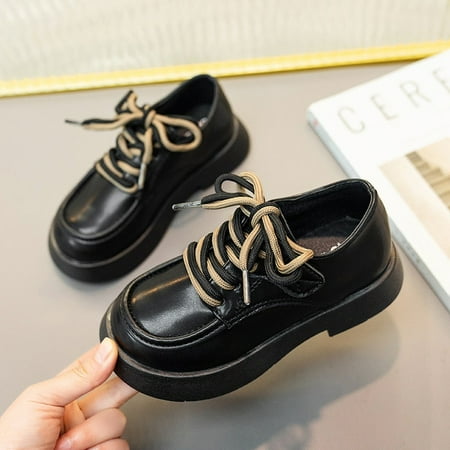 

DancePeanut Spring Children Girls Elegant Lace-Up Leather Shoes Kids Girls Fashion Flat Casual Shoes Size 26-36