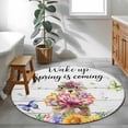 thumbnail image 4 of Spring Groundhog Round Rug 4ft Washable Circle Entryway Rugs Non Slip Watercolor Sunflower Botanical Vintage Area Rug Indoor Floor Carpet for Bedroom Kitchen Living Room Home Office Dining Room, 4 of 8