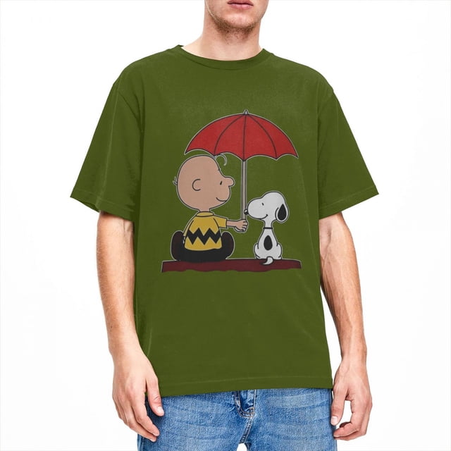 Camisetas de algodón 100% de Peanuts, Charlie Brown y Snoopy, camisetas novedosas para hombres, ropa de playa con diseño asombroso, manga corta