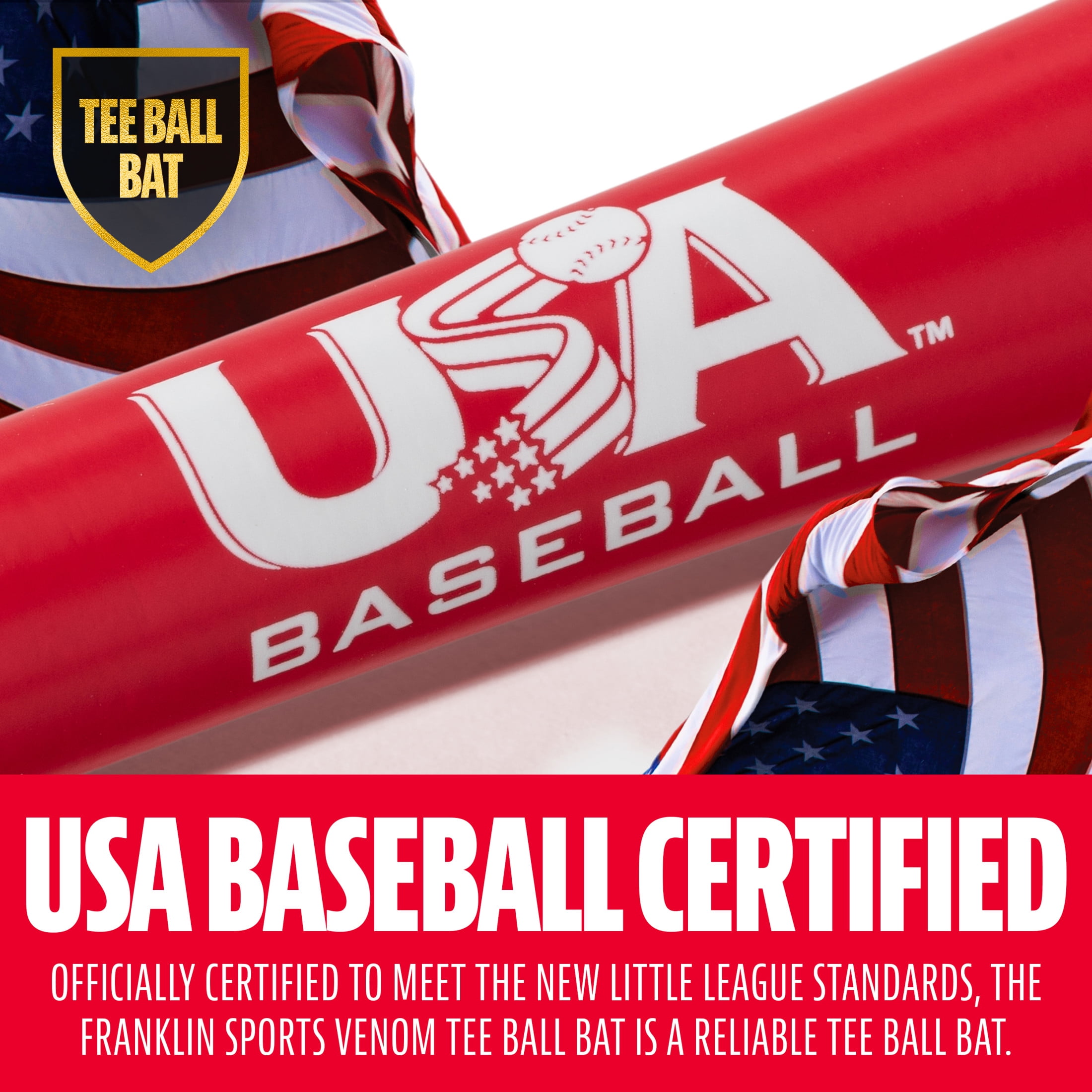Franklin Sports Venom 1300 Youth Aluminum Teeball Bat, 26 in/13 oz, Drop -13, Red