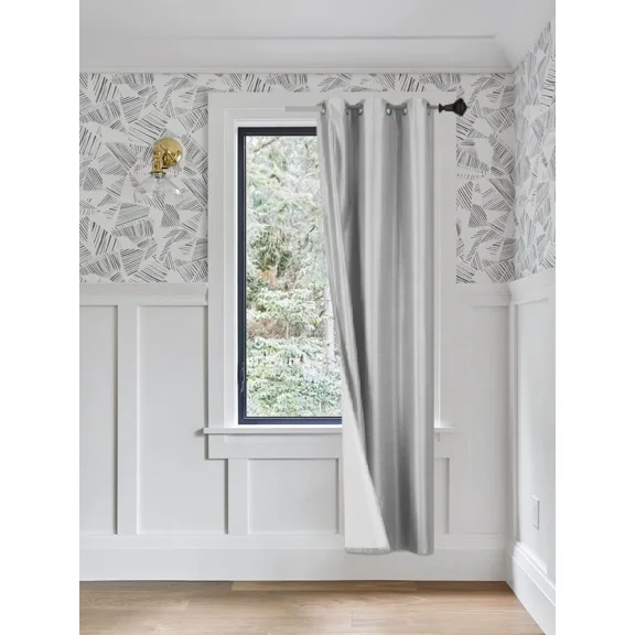 Gorgeous Home Linen 1 Panel Blackout Window Curtain Bronze Grommets 37" Wide x 108" Length Silver Gray