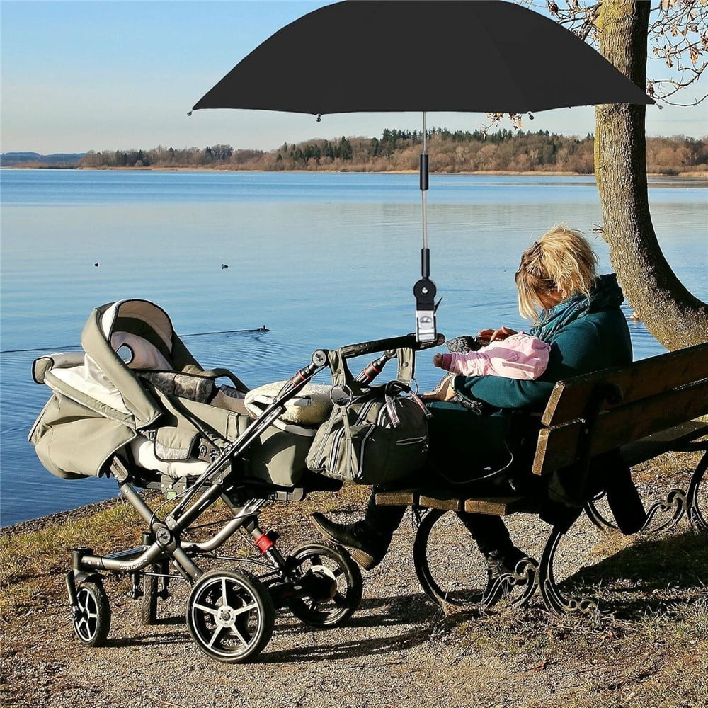 Sugagale Adjustable Sun Shade Umbrella with Clamp for Strollers, Beach Chairs, and Wheelchairs