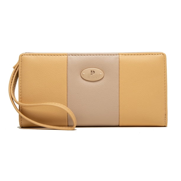 Bolso de mano de PU de longitud media con cremallera y múltiples ranuras con clip para billetes para mujer