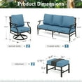 thumbnail image 6 of MF Studio 7-Seater Patio Conversation Set Metal Outdoor Furniture Set with Swivel Chairs and Ottomans - Navy Blue, 6 of 9