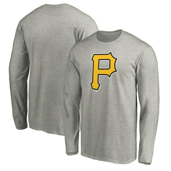 Men's Heather Gray Pittsburgh Pirates Official Team Logo Long Sleeve T-Shirt