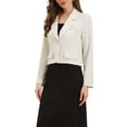 thumbnail image 4 of INSPIRE CHIC Cropped Blazer for Women's Lapel Collar Work Office Long Sleeve Suit Jacket Business Blazers M White, 4 of 6