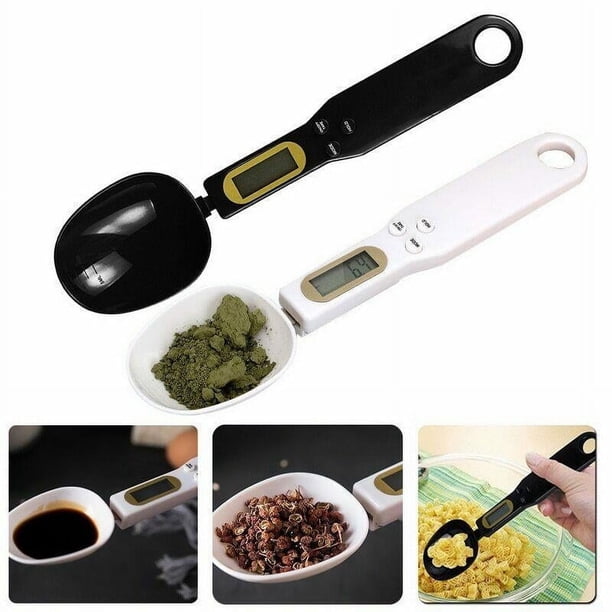 Báscula Electrónica de Cuchara, Pesaje de Alta Precisión, Pantalla Lcd, Recargable Por Usb, Función de Tara y Retención, Herramienta para Hornear y Cocinar, Medidas Precisas, 1 G-500 G, Blan