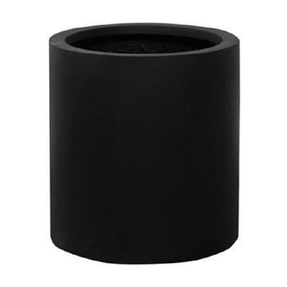 Pottery Pots Elegant Black Cylinder Round Flower Pot 11.5" H x 11.5" W Indoor and Patio Tree Plant Planter