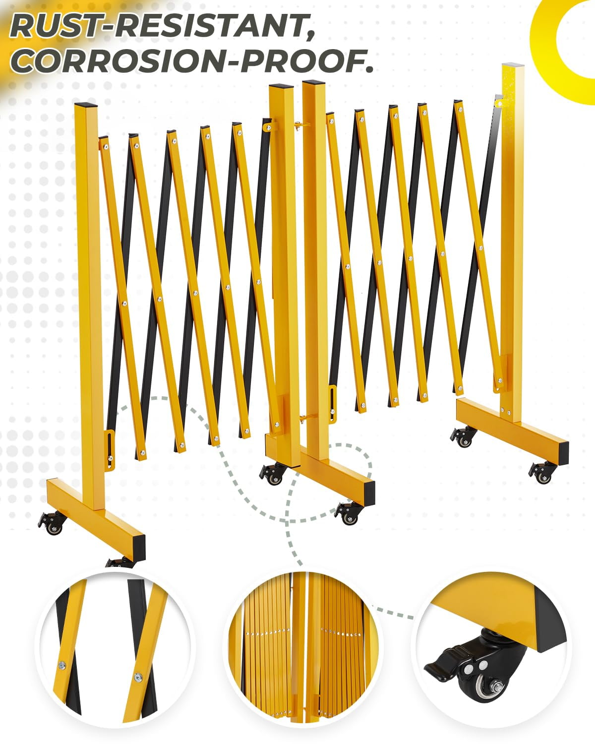 Easily Assembled Metal Expandable Barricade Gate,11FT Folding Safety Barrier Gate,Outdoor Flexible Mobile Barrier Gate