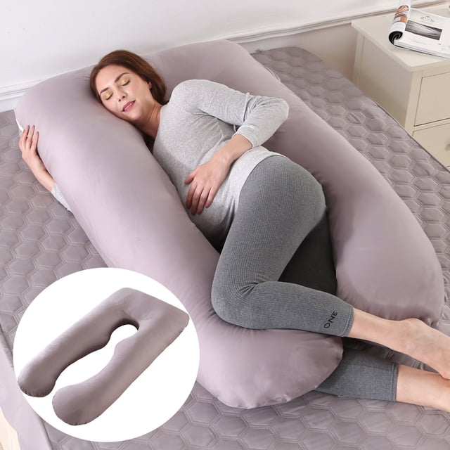 Almohada para embarazadas, almohada en forma de U desmontable y lavable, cojín grande, almohada de cintura