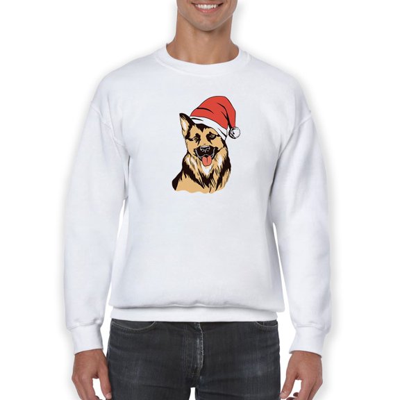 Dog With Santa Hat Men Sweatshirt, Male Medium