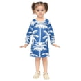 thumbnail image 5 of White Coconut Tree Patterns Tropical Long-sleeved Dress A-line One-Piece Dress for 2-8 Years Casual Party 7-8Y, 5 of 7