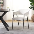 thumbnail image 2 of SAFAVIEH Naoko Mid-Century Boucle Solid Dining Armchair, White/Black, 2 of 13
