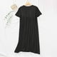 thumbnail image 4 of HongQid Womens Nightgowns Short Sleeve Sleepwear Crew Neck Loungewear Color Block Nightshirt Summer Dresses, 4 of 8