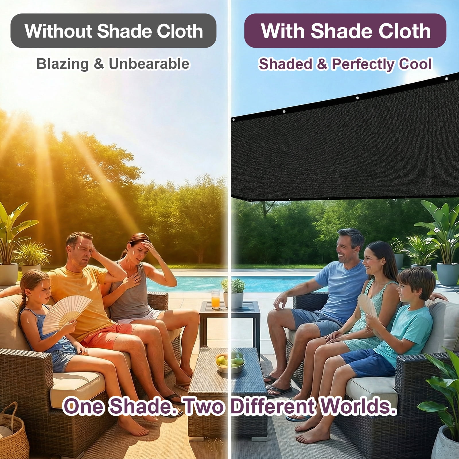 Jane Stone 90% Shade Fabric Sun Shade Cloth with Grommets,10'X14' Pergola Replacement Shade Cover Canopy for Garden Outdoor Patio,Black (We Make Custom Size)