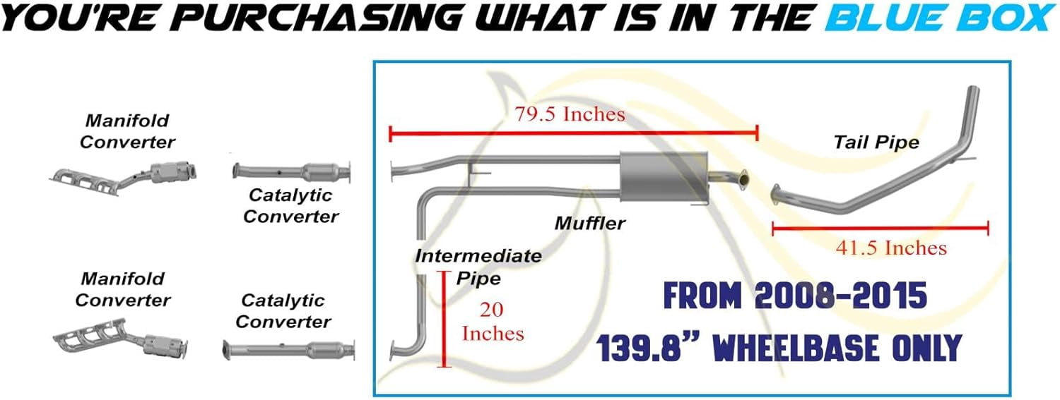 Northeastern Exhaust | Stainless Steel Exhaust Intermediate Pipe, Muffler & Tail Pipe Kit Fits 2007–2015 Nissan Titan 5.6L 139.8" W.B – Direct Fit