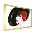 thumbnail image 2 of Designart 'Portrait of Woman Red Head Lady In Hat' Modern Framed Art Print, 2 of 4