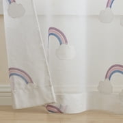 Your Zone Embroidered Rainbow Rod Pocket Sheer Single Curtain Panel, White/Multi, 38W x 84L
