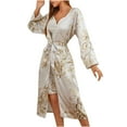 thumbnail image 4 of Xysaqa Women Satin Nightgown with Robes Floral Dress Set 2 Piece Pajama Sets for Women Nightwear Sleepwear Bathrobe Set S-XL, 4 of 7