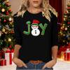 thumbnail image 2 of asdoklhq Sweatshirts Ladies' Christmas Round Neck 3/4 Sleeve T-shirt Shirt Black 3X, 2 of 5