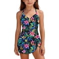 thumbnail image 2 of yoeyez Teen Girls Swimsuits Criss Cross One Piece Bathing Suits Push Up Tummy Control Swimwear Front U-Wire Tie Knot 2026 Swim Dress, 2 of 7