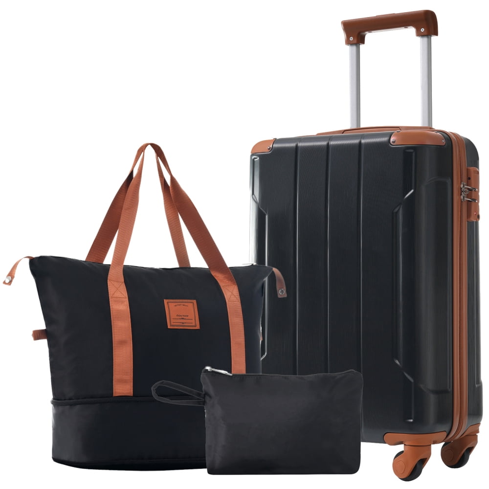 HomePerch 20-Inch Carry On Luggage Set, 3-Piece Lightweight ABS Hardshell Suitcase with Spinner Wheels & TSA Lock, Expandable Weekender Travel Set for Business & Short Trips