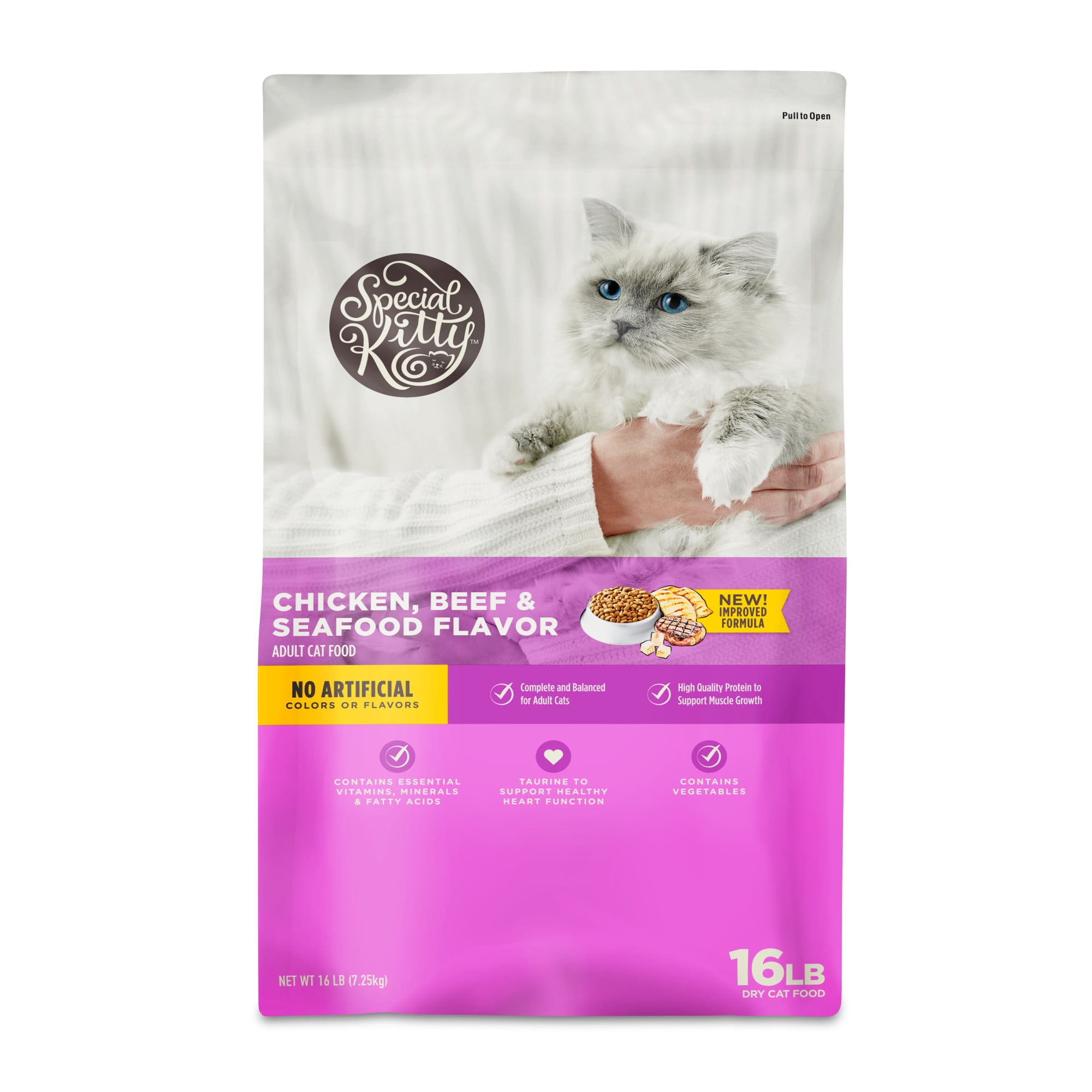 Special Kitty Chicken, Beef & Seafood Flavor Dry Cat Food, 16 lb Bag