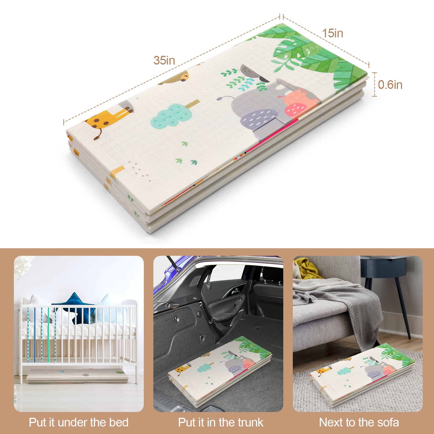 Play Mat – Extra Large, Padded Foam, Foldable - 77 x 70 x 0.6