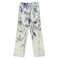 thumbnail image 3 of Waterproof Blue Flowers Women's Pajamas Pajama Pants Women's Sleepwear Lounge Sleep Bottoms Stretch with Pockets, 3 of 7